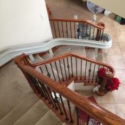Looking down at stairlift parked on first floor.